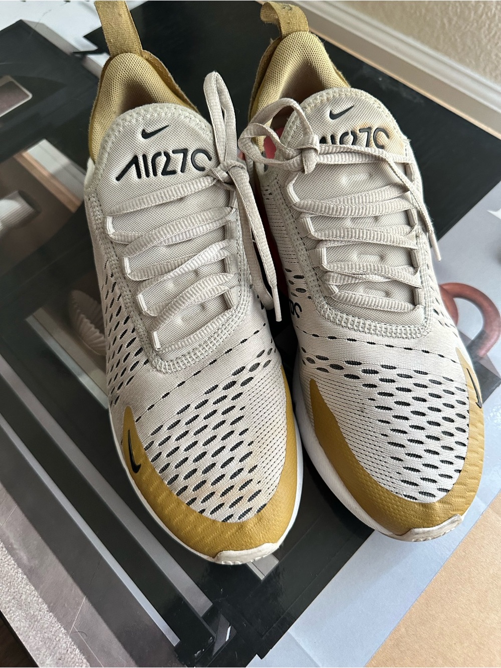 Nike Air Max 270 Athletic Sneakers - Beige, Olive & Bright Pink - Picture 2 of 6